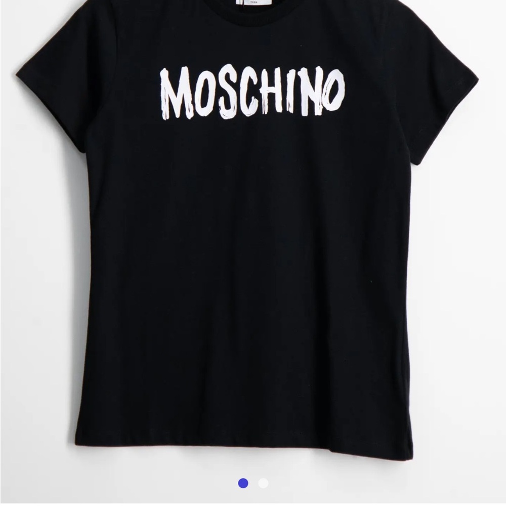 Moschino Black Tee with White Logo Print